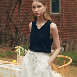 [모우트] LINEN SLEEVELESS KNIT_moat black [MO23UKN002]