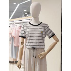 SOUP 숲 스트라이프 꿀벌 자수 반팔 티셔츠 (SB6ST34)