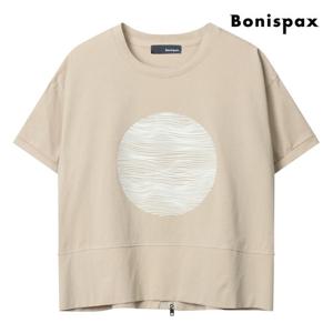 [보니스팍스(여성의류)]써클 프린팅 백 지퍼 라운드넥 반팔 티셔츠 (XP5TS019M0)