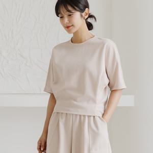 [바네사빈] 워싱 핀턱 가오리핏 라운드 티셔츠 v01184