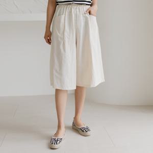 [바네사빈] 바스락 7부 와이드 포켓 팬츠 바지 v01194