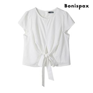 [보니스팍스(여성의류)]퍼프 소매 리본 라운드넥 블라우스 (XP6SH003M0)