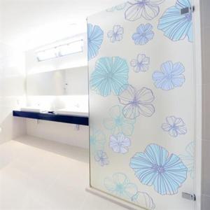 아트박스/낭만창고 ncdr089-푸른꽃패턴-샤워부스 유리문시트지