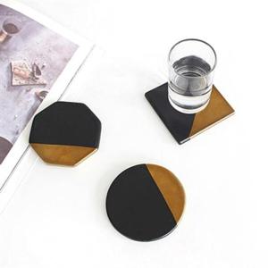 아트박스/홈앳 골드 블랙 컵받침 티 코스터