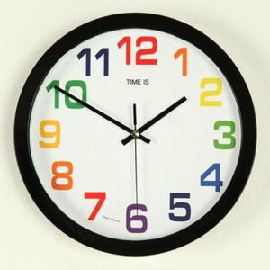 아트박스/추카추카넷 레인보우 숫자 저소음 벽시계(블랙)