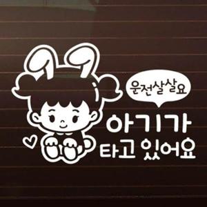아트박스/제제데코 운전살살_토끼여아 [자동차스티커/아기가타고