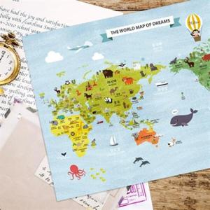 아트박스/디자인아지트 [기성]세계지도A3 동물 랜드마크
