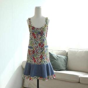 아트박스/러그랜드 플라워플레어 면 앞치마 - 2color