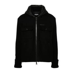 디스퀘어드2 블랙 울 블렌드 후드 재킷 S74AM1497 S53003900