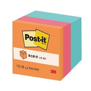 아트박스/오피스큐 3M 포스트잇 노트 큐브 오렌지 3색 NOPRAQ
