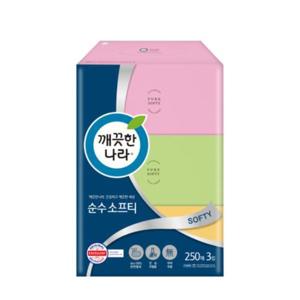 아트박스/오피스큐 깨끗한나라 부드러운 미용티슈 250매X3입