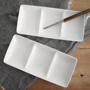 아트박스/로코리빙 로코 직사각 3칸 나눔 접시 화이트 2개입