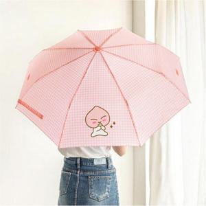 아트박스/키즈키즈 카카오 어피치 체크 3단 수동우산C82997*