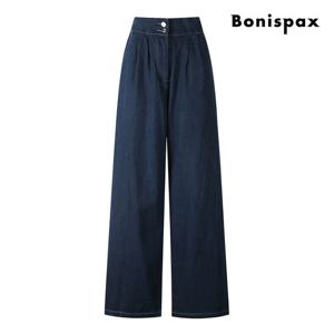 [보니스팍스(여성의류)]하이웨스트 와이드 밴딩 데님 팬츠 (XP6PT006M0)
