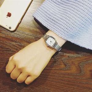 미니 사각 여자 학생 패션 손목 시계 얇은 체인 메탈 밴드 팔찌 아날로그 생일 기념일 선물