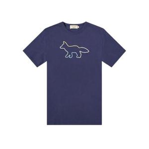 메종 키츠네 레인보우 프로파일 폭스 자수 티셔츠 네이비 EM00155KJ0010