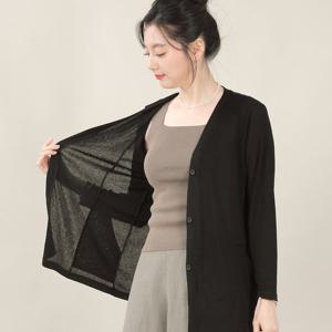 애비뉴투지 엄마옷 인견 쿨 단추 오픈 시스루 포켓 봄 여름 가디건 J05504