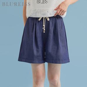 비즈 스트링 인디고 데님 4부 팬츠_BI5M1PT7551