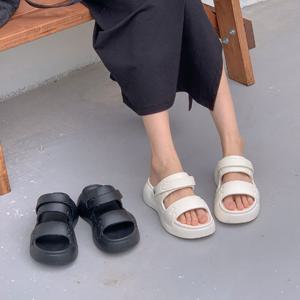 여성 2컬러 에어 라운드 더블라인 샌들 RJ-am0076