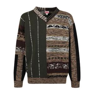 Kenzo 브이넥 자카드 스웨터 FC65PU3193CN 51 TP943198157