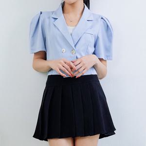 [올리비에스클로젯] 셔링 퍼프소매 투버튼 미니멀 자켓_O2506JK603B