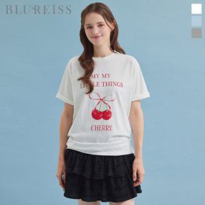 체리 리본 프린팅 루즈핏 티셔츠_BI5M1TS1550