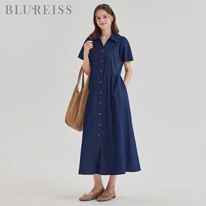 오픈 카라 윙소매 데님 롱 원피스_BI5M1OP3471