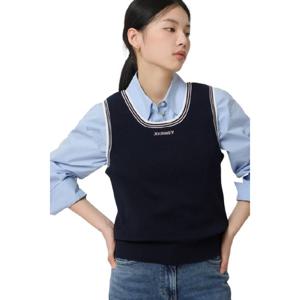 [시슬리] 컨트라스트 코튼 니트 베스트 SAKP0611