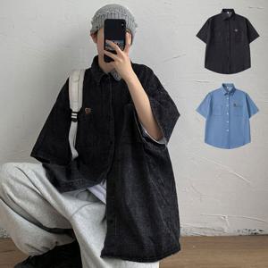 여름 곰돌이 캐주얼 와이드핏 반팔 셔츠 BM-033