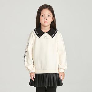 [닥스리틀]닥스리틀 니트카라 레더스커트 롱맨투맨  DTW11TM55M_IV