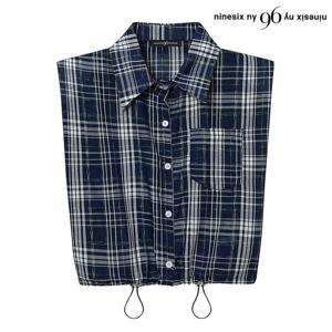 [나인식스뉴욕(영캐릭터)]글렌 체크 스트링 민소매 셔츠 (NP3BA006L0)