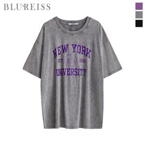 뉴욕 워싱 라운드넥 오버핏 티셔츠_BI5M1TS1631