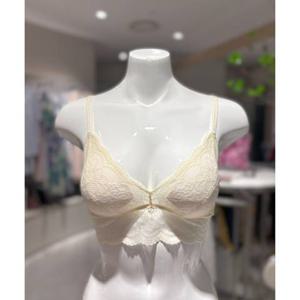 [바바라] 크림 레이스 홑겹 삼각몰드 노와이어 브라렛(ABR4443)(CR)