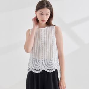 웨이브 슬리브리스 블라우스 KOBLP358(2 colors)