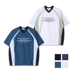 남자 캐주얼 브이넥 스포티 트랙 반팔 티셔츠 RM-TSH-Q084-블루