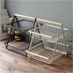 추카추카넷 키친켈렉션 2단 바스켓(아이보리) 철제바스켓 스틸바스켓 수납바스켓 정리바스켓 장식용바스켓