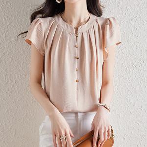 [리블리크]런츠 핀턱 퍼프 반팔블라우스_RE2BL081