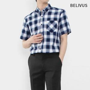 빌리버스 남성 체크 셔츠 카라 사각체크 여름 남방 BBI041