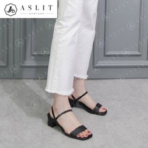 [애슬릿] 여성 슬림 밴드 슬링백 미들 힐 샌들 4cm