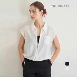 [미니마리] 스티치린넨짚업베스트 (MMA2VT09)