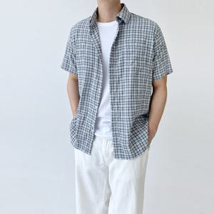 ACC SS1023M 남자 시어서커 스판 오버핏 여름 체크 반팔 남방 셔츠