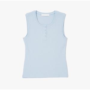 [플랙진]여성 U넥 버튼 슬리브리스 탑 (PWTI2SVL08W)