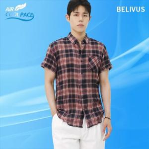 빌리버스 남성 반팔 셔츠 캐주얼 시어서커 체크 남방 BBI106