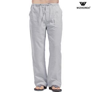 남성 린넨 밴딩 팬츠 와이드핏 여름 포켓 통바지 WI231PN