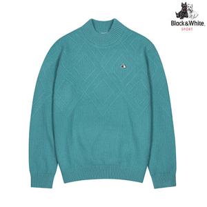 [블랙앤화이트]남성 피셔맨 조직 반하이넥 스웨터 2634GXKW_MINT