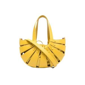 보테가 베네타 프렌치 카프스킨 쉘 토트백 옐로우 651819VMAUH7136