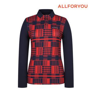 [올포유][올포유] 여성 체크 하프넥 티셔츠 AWTHM7388-915