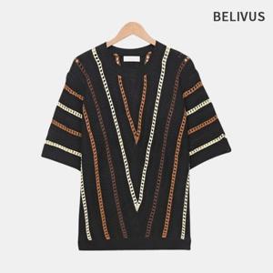 빌리버스 남자 펀칭 반팔 니트 여름 티셔츠 BWT008