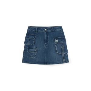 MLB  (3FDSB0254-50INS) 여성 스몰로고 멀티카고 데님 스커트