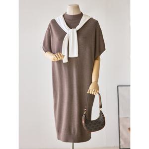 [커스텀에이블]가오리핏 반팔소매 니트 원피스_T2508OP614C